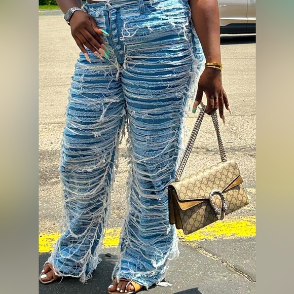 Swank A Posh Denim - 🔥Shredded Blue Denim Distress jeans